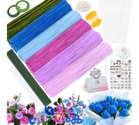 CYJJYZ Bricolage Pipe Cleaners Set,300 Pcs Fil Chenille,Cure Pipe Chenille,Fils Chenilles Loisirs Creatifs,avec Tige Fleur,Papier Cadeau,Floratape,etc,Adapté DIY Bouquet de Fleurs et de Décoration