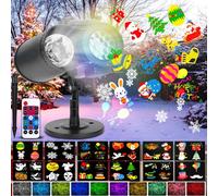 CYJJYZ Projecteur Halloween Exterieur, Projecteur Noel, avec 12 Diapositives, 10 Effets de Vagues et Télécommande, lampe de projection Noël, pour Halloween, Noël, Nouvel, Fête