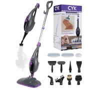 CYK Balai vapeur pour nettoyage des sols, nettoyeur vapeur portatif 12 en 1 pour la maison, défroisseur vapeur pour sols en bois dur et carrelage (violet/gris)
