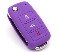 CYK www. CoverYourKey .de Etui à clés en Silicone Compatible avec Les clés VW Skoda et Seat pour e Voiture à 3 Boutons VA (Violet)