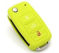 CYK www. CoverYourKey .de Etui à clés en Silicone Compatible avec Les clés VW Skoda et Seat pour e Voiture à 3 Boutons VA (Limegreen)