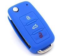 CYK www. CoverYourKey .de Etui à clés en Silicone Compatible avec Les clés VW Skoda et Seat pour e Voiture à 3 Boutons VA (Bleu)