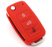 CYK www. CoverYourKey .de Etui à clés en Silicone Compatible avec Les clés VW Skoda et Seat pour e Voiture à 3 Boutons VA (Rouge)