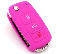 CYK www. CoverYourKey .de Etui à clés en Silicone Compatible avec Les clés VW Skoda et Seat pour e Voiture à 3 Boutons VA (Pink)