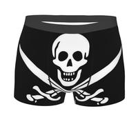 Cykazhst Boxer extensible confortable pour homme Motif drapeau pirate, Noir , XXL