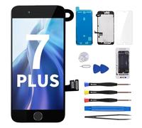CYKJGS Écran de rechange pour iPhone 7 Plus - Noir - 5,5" - Avec bouton Home - Appareil photo avant - Oreillette - Protection d'écran et capteur de proximité - Kit complet d'outils de réparation A1784