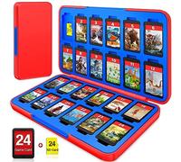 Cykoarmor Boîtier de jeu avec support de jeu pour 24 cartes de jeu compatible avec Nintendo Switch & Switch OLED Rouge Bleu