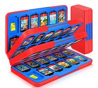 CYKOARMOR Switch Game Case for Nintendo Switch/Switch OLED, Switch Game Holder with 72 Games Card Slot & 24 Micro SD Cartridge Slots, Storage Accessories Hard Shell Portable Cartridge Box, Red Blue