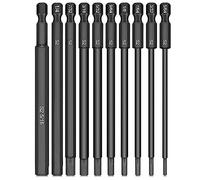 CYLBAQ Lot de 10 Embouts de Tournevis Hexagonaux Longs 100 mm llen Magnétique 1/4", Foret à Tête S2 (5/64", 7/64", 1/8", 9/64", 5/32", 3/16", 7/32", 5/16")