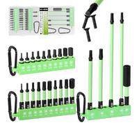 CYLBAQ Lot de 25 clés Allen à percussion 25 mm + 50 mm + 100 mm + 150 mm, lot de 25 clés Alan avec mousqueton de verrouillage, tige de 6,35 mm en acier S2 avec porte-embout magnétique