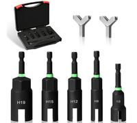 CYLBAQ Lot de 5 tourne-écrous papillon électriques, forets à tête hexagonale de 6,35 mm rou papillon avec 2 crochets, tournevis en forme de Y pour écrous de panneau, vis à œillet en C