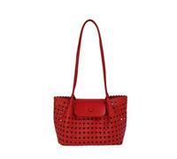 CYLDHM Sac À Découpe Creuse Grille en Relief PU Ouvert Haut Épaule Correspondant Petite Pièce Tissée Pouchsnap Rabat Mince Longue Main