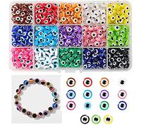 Cyleibe Résine Evil Eye Perles, 450 Pcs Perles de Mauvais Artisanat Mauvais Oeil Charmes Plat Rond Breloques Mauvais pour la Fabrication de Bijoux Bricolage Multicolore