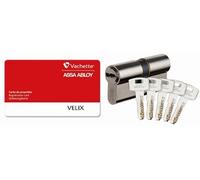 Vachette Cylindre VELIX 30x50 Double Entrée - Finition Nickelée - Résistance Bumping, Perçage et Crochetage - 5 Clés Réversibles, Carte de Propriété et Brevet Exclusif jusqu'en 2036 - Garantie 2 Ans