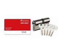 Vachette Cylindre VELIX 40x45 Double Entrée - Finition Nickelée - Résistance Bumping, Perçage et Crochetage - 5 Clés Réversibles, Carte de Propriété et Brevet Exclusif jusqu'en 2036 - Garantie 2 Ans