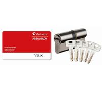 Vachette Cylindre Velix 30x30 Double Entrée - Finition Nickelée - Résistance Bumping, Perçage et Crochetage - Fonction Synkro - 5 Clés Réversibles et Carte de Propriété - Garantie 2 Ans