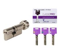 Cylindre à bouton Classic Pro Mul-T-Lock - Laiton nickelé - Haute sûreté - Longueur 31 x B31 mm