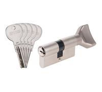 Cylindre à bouton ISR6 - Exem - Laiton nickelé - S'entrouvrant avec clé NuméroABC015302 - B30 x 40 mm