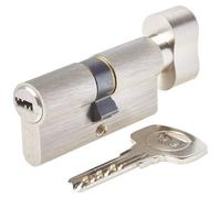 Cylindre à bouton Série 1000+ 30x30 mm nickelé - 6 goupilles - anti-perçage