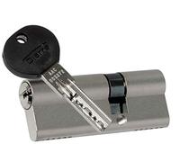 CYLINDRE AVEC 5 CLÉS PADRONALES UNIVERSELLES CLÉS DE SÉCURITÉ NEOS POUR PORTES BLINDÉES à pousser Marque ATRA-DIERRE.Dimensions A=30 mm B = 50 mm A+B = 80 mm. Système de chiffrement à 6 broches en
