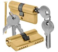 Cylindre de fermeture 30/30 ADGO pour serrure de porte d'entrée - Serrure à cylindre - Serrure avec clé - Cylindre profilé - Laiton