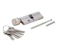Cylindre de sécurité - KRAFTMANN - 85280 - Avec bouton - 5 clés - Chromé/Argenté