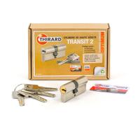 Cylindre de sécurité nickelé pour porte transit 2 THIRARD Dimension - 30 x35 mm