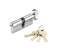 Cylindre de Serrure 30x40,Barillet Serrure Cylindre de serrure porte à bouton-poussoir Barillet Fabriqué en laiton(Chrome-KEY)