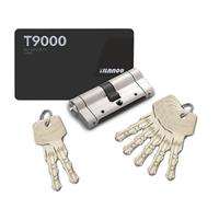 Cylindre de serrure 35/40 mm avec clé AB, 5 clés principales et carte de code, Double ouverture Serrure à cylindre à mortaise avec barre en acier anti-casse et écrou anti-casse