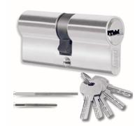 Cylindre de serrure 45/45 mm avec 5 clés individuelles, double cylindre, set avec deux vis faciles à installer, serrure pour portes et garages, longueur 90 mm