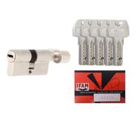 Cylindre de serrure de porte IFAM F6S - Sûreté à bouton - 30x30 - 5 clés