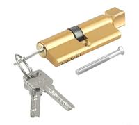 Cylindre de serrure de porte pour système de verrouillage multipoint avec mécanisme de sécurité à 6 broches Doré