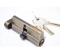 Cylindre de Serrure Débrayable 70mm plaqué chrome noir laiton de verrouillage porte Cylindre avec 3 Clés en Computer Anti-vol à domicile sécurité des boutons(AB)