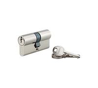Cylindre de Serrure Double Entrée, 30x30 mm, Anti-Arrachement, Nickel, Vis 45 mm, 3 Clés, Profil Européen, Mécanisme à 5 Goupilles, Panneton Anti Arrachement, pour Porte PVC Et Aluminium, THIRARD