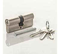 Cylindre de serrure Euro en chrome satiné avec protection anti-perçage et anti-crochetage Convient à tous les types de portes 40 x 50 mm (90 mm au total) Livré avec 3 clés