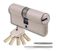 Cylindre de Serrure Profilé en Laiton 35/35 mm à Double Entrée, 5 Clés et 2 Vis incluses, Installation facile pour Portes et Garages, Longueur 70 mm