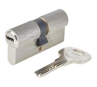 Yale Cylindre européen Série 1000 PLUS 30/30 mm nickel satiné double cylindre avec bouton, 4 clés incluses, idéal pour portes intérieures et bureaux