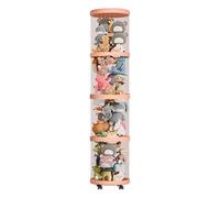 Cylindre d'organisateur vertical en peluche - Structure transparente du conteneur, format de sections empilables, tour pour vitrine avec figures douces, unité de guidée avec roues | Avec la