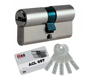 Cylindre double ISR6 s'entrouvrant - variure AGL697 - 30x45 mm - laiton nickelé ISEO