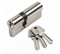 tesa Cylindre de sûreté TE-5 – nickelé 100 mm (40x60) – 5 goupilles – 3 clés incluses