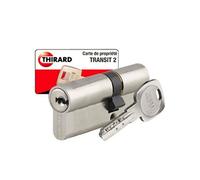 Thirard – Cylindre de serrure double entrée haute-sécurité laiton nickelé Ø30×60 mm 5 clés