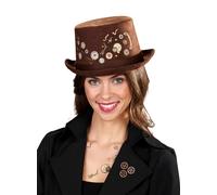 Cylindre femme déco roue dentée - Chapeau de cocher pour la madone steampunk
