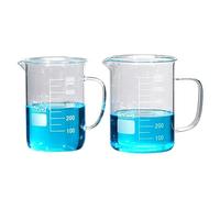 Cylindre gradué en verre et gobelet doseur avec poignée, capacité de 50 ml à 2000 ml, parfait pour laboratoire et usage domestique