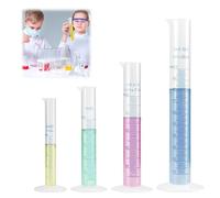 Cylindre Gradué,Eprouvette Graduée en Plastique,Cylindriques Gradués en Plastique,Eprouvette de Mesure,Cylindres de Mesure Tube à Essai de Mesure,Transparent Cylindre Lab Test Tube,4PC