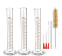 Cylindre Gradué Verre 100 ml, ZEEROQOLAB 3 Pièces de Cylindres de Mesure en Verre Borosilicaté dans avec Pipettes, Agitateurs en Verre et Pinceaux Propres, pour Laboratoire Scientifique, Chimie