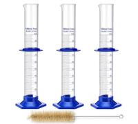 Cylindre Gradué, ZEEROQOLAB 3 Pièces Cylindres de Mesure en Verre Borosilicaté dans 100ml avec Base Hexagonale en Plastique et Collier de Protection, pour Laboratoire Scientifique, Chimie