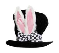 Cylindre Lapin Costume Chapelier Fou Velours Costume de Lapin Blanc Chapeau Oreilles de Lapin de Pâques Adulte Chapeau en Peluche Lapin Chapelier Fès