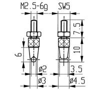 Cylindre M2,5 STA pour comparateurs à cadran KÄFER