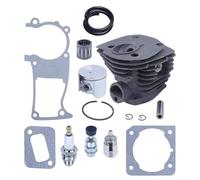 Cylindre pour kit de joints de piston avec soupape de décompression - Alésage de 44 mm pour pièces de moteur de tronçonneuse 346 350 351 353 - Kit complet de révision comprenant goupille, anneau