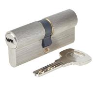 Yale Cylindre européen Série 1000 PLUS 35/35 mm nickel satiné double cylindre avec fonction d’urgence, 4 clés incluses, protection renforcée pour appartements